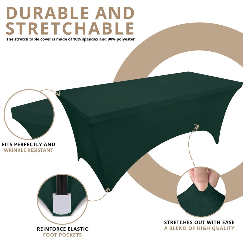 Utopia Kitchen Spandex Tablecloth 2 Pack [6FT, Hunter Green] Tight, Fitted, Washable and Wrinkle Resistant Stretch Rectangular Patio Table Cover for Event, Wedding & Parties [72Lx30Wx30H Inch] - Image 5